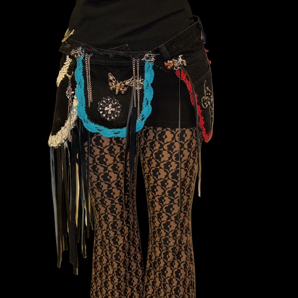 Custom order Handmade denim three pocket Gypsy belt